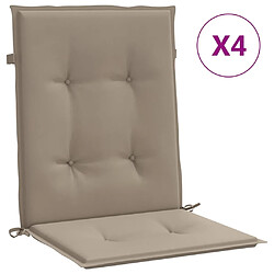 vidaXL Coussins de chaise de jardin à dossier bas lot de 4 taupe