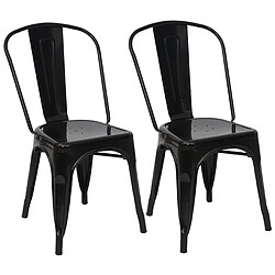 Decoshop26 Lot de 2 chaises de salle à manger cuisine bistro empilable métal design industriel en métal noir 04_0000270