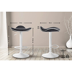 Decoshop26 Tabouret de bar x1 assise ergonomique en PVC noir pied en trompette en métal blanc 10_0005386