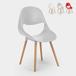 Ahd Amazing Home Design Chaises en polypropylène et en bois pour cuisine et bar au design moderne Shell, Couleur: Gris