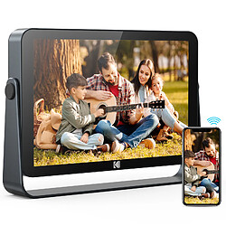 KODAK Cadre Photo Numérique 10'' Wi-Fi 6, Écran Tactile Full HD 1200x1920, 32 Go, Batterie 3800 mAh, Diaporama & Musique, Météo Auto, Partage via Wi-Fi 2.4G/5G - Noir - Gris