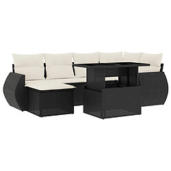 vidaXL Salon de jardin 7 pcs avec coussins noir résine tressée