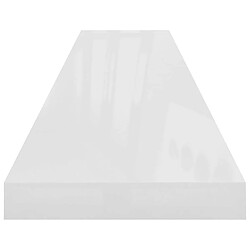 Maison Chic Lot de 2 Étagère murale flottante,Etagère de rangement Blanc brillant 120x23,5x3,8cm MDF -MN31094 pas cher