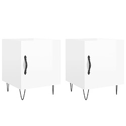 Maison Chic Lot de 2 Tables de chevet - Tables de Nuit blanc brillant 40x40x50 cm