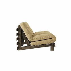 Inside 75 Canapé convertible futon ROOTS pin carob brown matelas wheat beige couchage 140x200 cm pas cher