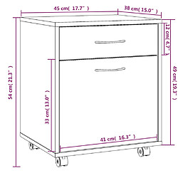 vidaXL Armoire roulante Chêne fumé 45x38x54 cm Bois d'ingénierie pas cher