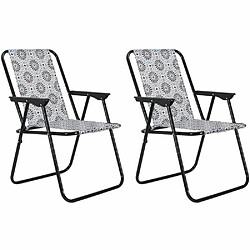 The Home Deco Factory Set de 2 chaises de jardin pliantes an acier et tissu Patio. Set de 2 chaises de jardin pliantes an acier et tissu Patio