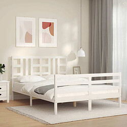 Maison Chic Cadre/structure de lit avec tête de lit pour adulte - Lit Moderne Chambre blanc King Size bois massif -MN53225