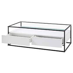 Pegane Table basse avec rangements en bois et métal coloris blanc mat - L.120 x H.40 x P.60 cm