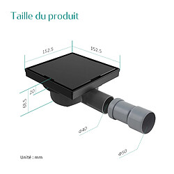 EMKE Caniveau de douche en acier inoxydable, 2 en 1, Caniveau de douche carré avec arrêt des odeurs et filtre à cheveux, 15mm Couleur noir pas cher