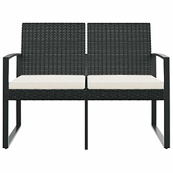 Avis Maison Chic Banc de jardin à 2 places | Banquette de jardin | Chaise Relax avec coussins noir rotin PP -MN15823