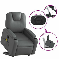 Maison Chic Fauteuil Relax pour salon, Fauteuil inclinable de massage Gris Similicuir -GKD46489 pas cher