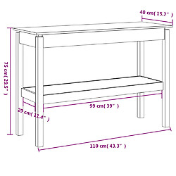 vidaXL Table console Marron miel 110x40x75 cm Bois de pin solide pas cher