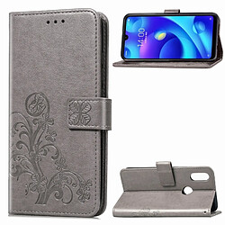 Wewoo Housse Coque Étui en cuir à motif de fleurs repiquées Lucky Clover pour Xiaomi Play, avec support et logements pour cartes, portefeuille dragonne (Gris)