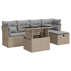 vidaXL Salon de jardin avec coussins 6 pcs beige résine tressée