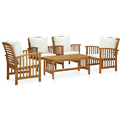 Maison Chic Salon de jardin 5 pcs + coussins - Mobilier/Meubles de jardin - Table et chaises d'extérieur Bois d'acacia solide -MN62882