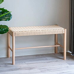 Mes Banc 2 places 80x35x45 cm en bois et assise en corde