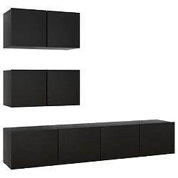 vidaXL Ensemble de meuble TV 4 pcs Noir Bois d'ingénierie