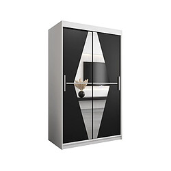 Abiks Meble Armoire Boliwia à portes coulissantes 200/120/62 2 portes (blanc/noir)