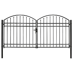 vidaXL Portillon double porte avec dessus arqué Acier 300x150 cm Noir