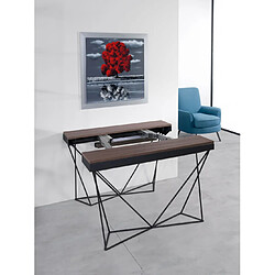 Inside 75 Table console extensible a rallonges AVIANCA XL plateau noyer pieds noir largeur 120cm