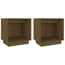 Maison Chic Lot de 2 Tables de chevet - Tables de Nuit Marron miel 40x30x40cm Bois de pin solide