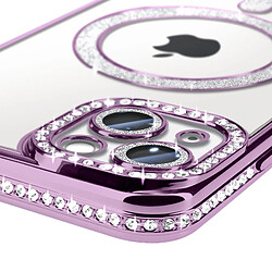 Avis Avizar Coque Diamant pour iPhone 14 Protection MagSafe Contour Strass Violet