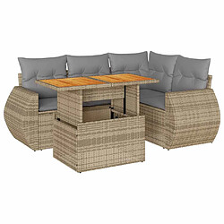 vidaXL Salon de jardin avec coussins 5 pcs beige résine tressée