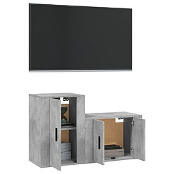 Avis Maison Chic Ensemble de meubles TV 2 pcs pour salon - gris béton bois d'ingénierie -MN61036