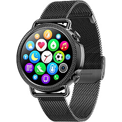 Chrono Montre Connectée pour hommes et femmes, Montre Connectée ronde de 1,28 pouces, montre de fitness étanche, montre-bracelet de sport, traqueur de fitness avec fonction de lecture SMS Whatsapp pour iOS Android(noir)