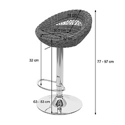 Acheter Mendler 2x tabouret de bar HWC-G26, chaise de comptoir, rotatif, intérieur/extérieur, polyrotin, chrome