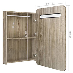 vidaXL Armoire de salle de bain à miroir LED chêne 60x11x80 cm pas cher