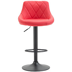 Avis Decoshop26 Tabouret de bar en synthétique rouge pivotant avec repose-pieds métal noir coutures décoratives TDB10586