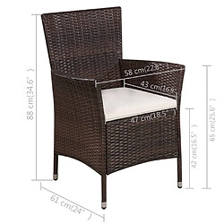 Acheter Maison Chic Mobilier de bistro et chaises de jardin 3 pcs Résine tressée Marron -GKD854563