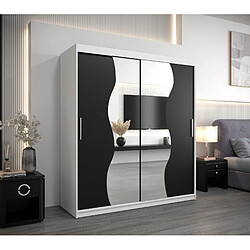 Abiks Meble Armoire MADRYT À Portes Coulissantes 200/180/62 2 Portes (Blanc/Noir)