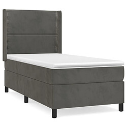 Maison Chic Lit Adulte - Lit simple Lit à sommier tapissier et matelas moelleux - Meuble de Chambre - Gris foncé 90x190 cm Velours -MN47456