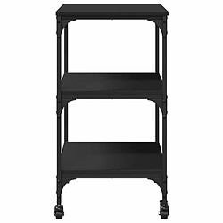 Maison Chic Desserte de cuisine | Chariot de cuisine | Meuble de rangement roulant noir 60x41x76 cm bois d'ingénierie -GKD74138 pas cher