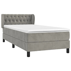 Avis Maison Chic Lit Adulte - Lit simple Lit à sommier tapissier et matelas moelleux - Meuble de Chambre - Gris clair 90x190 cm Velours -MN69636