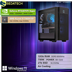 Sedatech PC Gamer Pro ATX • AMD Ryzen 9 7900X3D • RTX4070Ti Super • 32Go DDR5 • 2To SSD M.2 • Windows 11