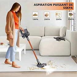 KILISKY Aspirateur Balai Sans Fil - 55KPa/600W - Aspirateur Sans Fil Puissant 60min - Aspirateur Sans Sac - Ecran LED - Batterie Amovible