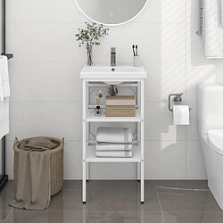 vidaXL Cadre de lavabo de salle de bain Blanc 40x38x83 cm Fer