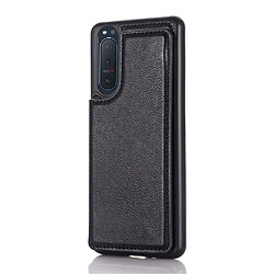 Coque en TPU + PU avec béquille et porte-cartes noir pour votre Sony Xperia 5 III 5G