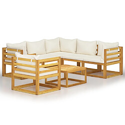 Maison Chic Salon de jardin 7 pcs - Table et chaises d'extérieur - Mobilier/Meubles de jardin Moderne avec coussin Crème Bois d'acacia solide -MN38717