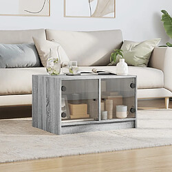 Avis Maison Chic Table basse pour salon | Table à café avec portes en verre sonoma gris 68x50x42 cm -GKD68681