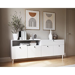 Bestmobilier Gaby - buffet bas - blanc - 200 cm pas cher