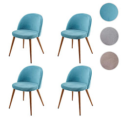 Mendler 4x chaise de salle à manger HWC-D53, fauteuil, style rétro années 50, en velours ~ bleu turquoise