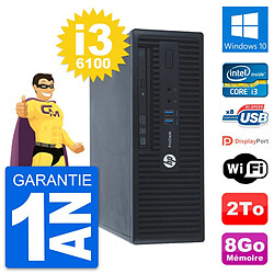 PC HP ProDesk 400 G3 SFF Intel i3-6100 RAM 8Go Disque Dur 2To Windows 10 Wifi - Occasion