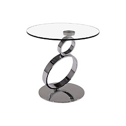 Avis Vente-Unique Table d'appoint en verre trempé et acier - Transparent - JOLINE de Maison Céphy