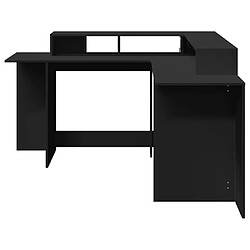 Avis Helloshop26 Bureau table poste de travail meuble d'ordinateur informatique étude avec lumières LED 152 x 152 x 91 cm bois d'ingénierie noir 02_0023430