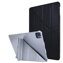 Etui en PU Texture de soie avec support origami noir pour votre Apple iPad Pro 12.9 pouces (2021)